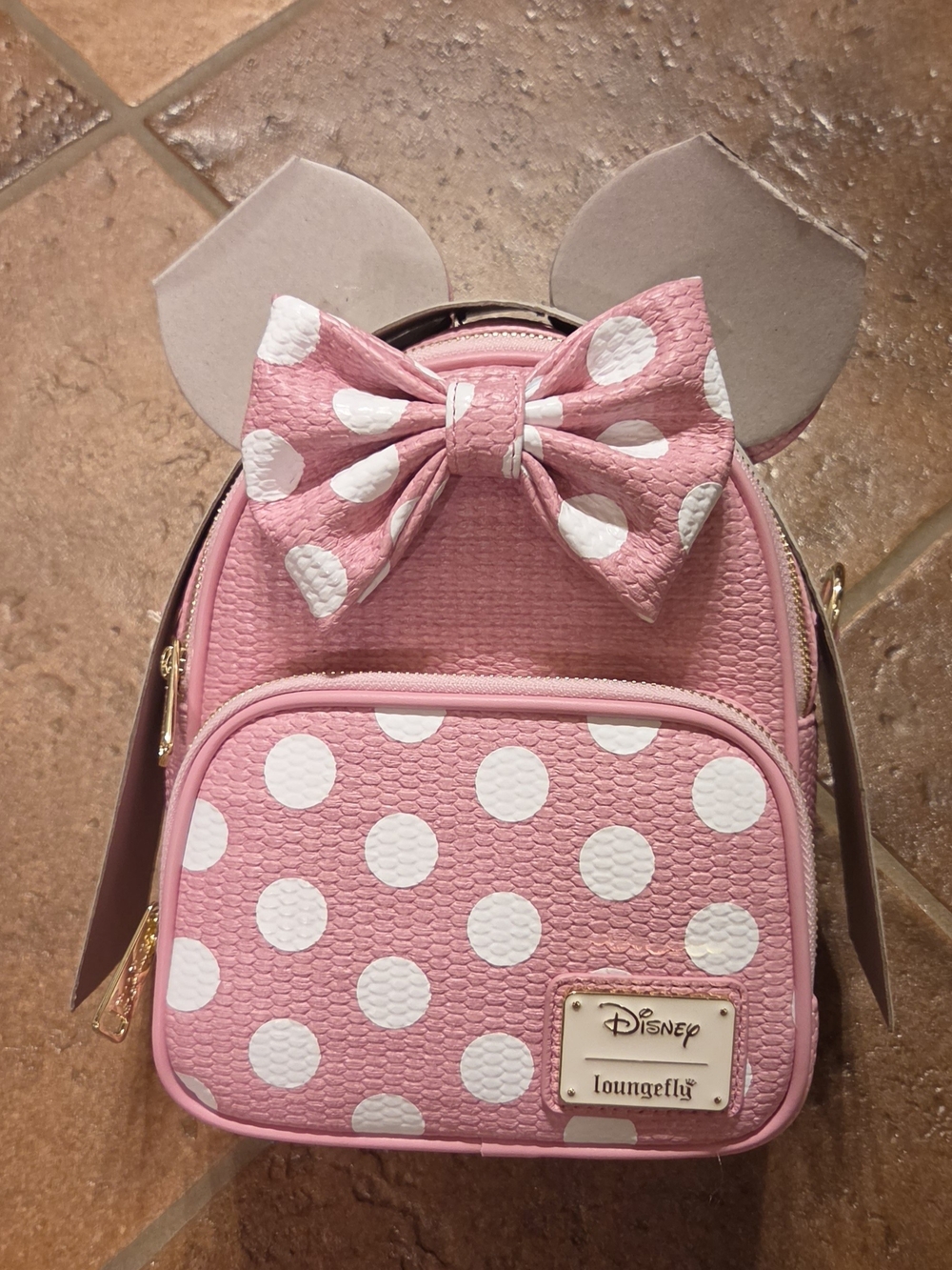 Loungefly Minnie Mouse Woven Texture Convertible Mini Backpack & Crossbody Bag